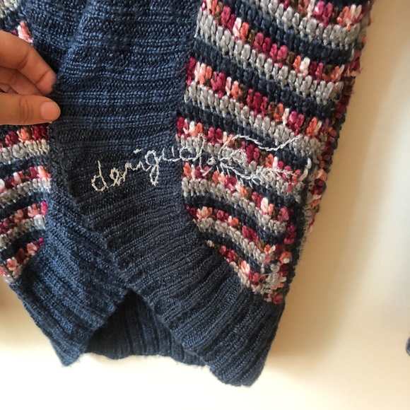 DESIGUAL funky print chunky knit toggle closure cardigan | size Large - Picture 3 of 8